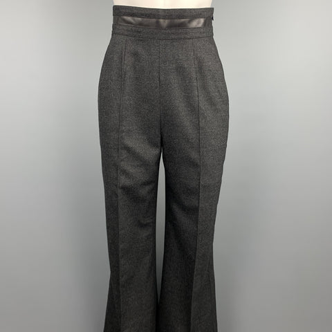 WES GORDON Size 2 Charcoal Heather Wool Blend Wide Leg Dress Pants
