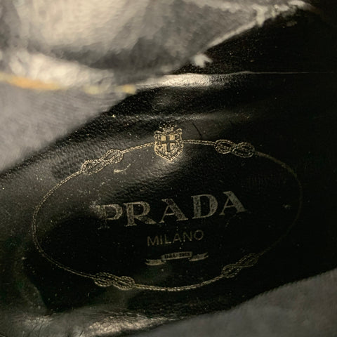 PRADA Size 7.5 Black Solid Patent Leather Side Zipper Boots