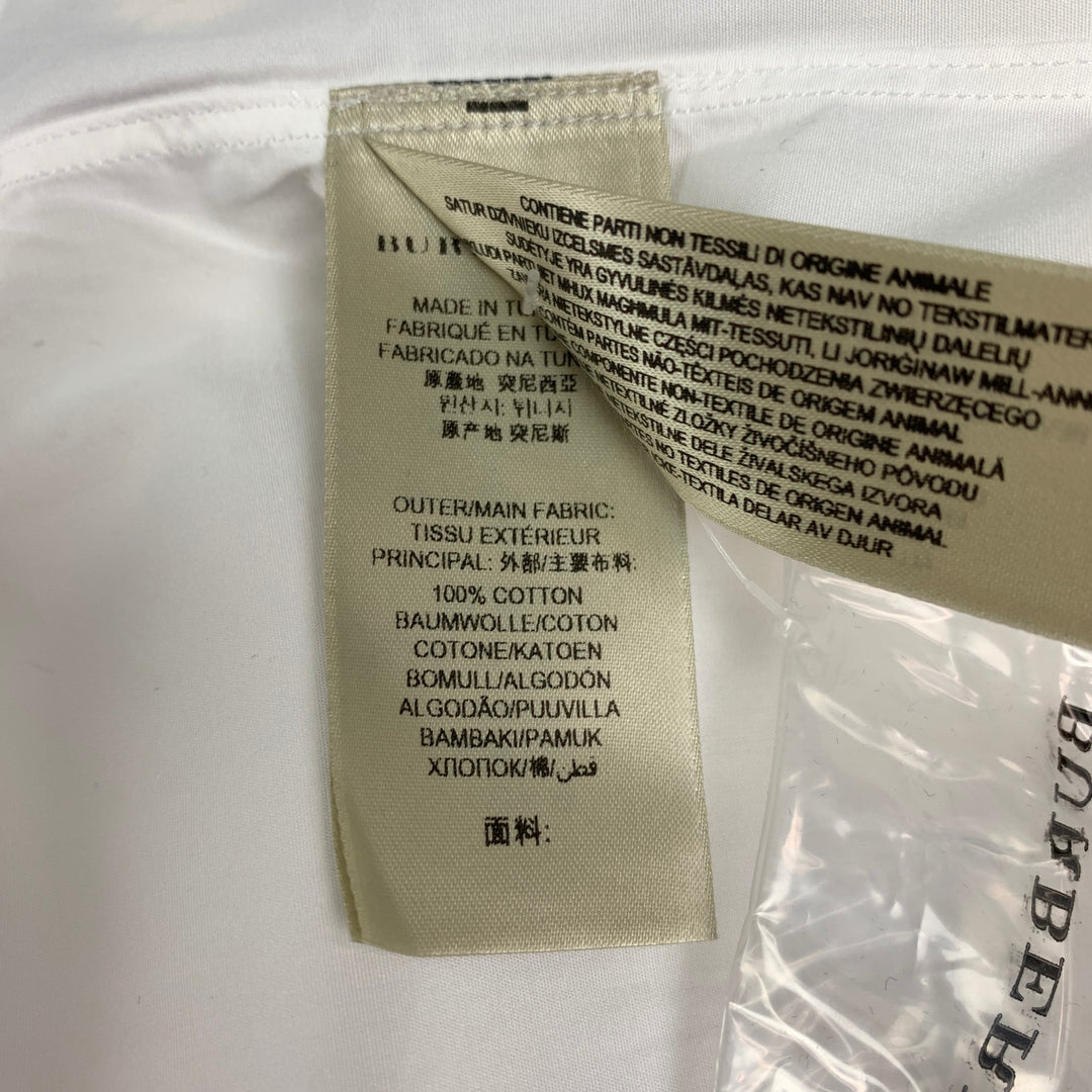 BURBERRY LONDON Size S White Cotton Tuxedo Long Sleeve Shirt