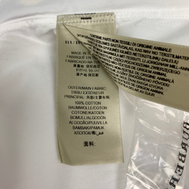 BURBERRY LONDON Size S White Cotton Tuxedo Long Sleeve Shirt