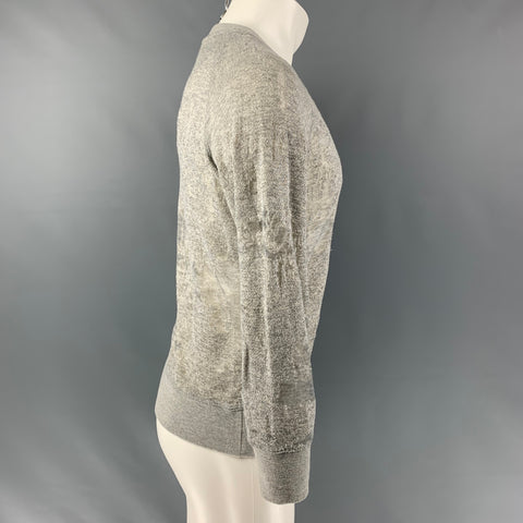 IRO Nona Size S Heather Grey Distressed Cotton Blend Long Sleeve Pullover