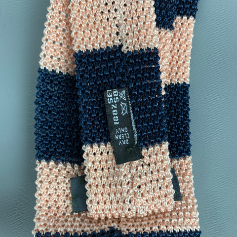 PAUL SMITH Navy Pink Knitted Silk Tie