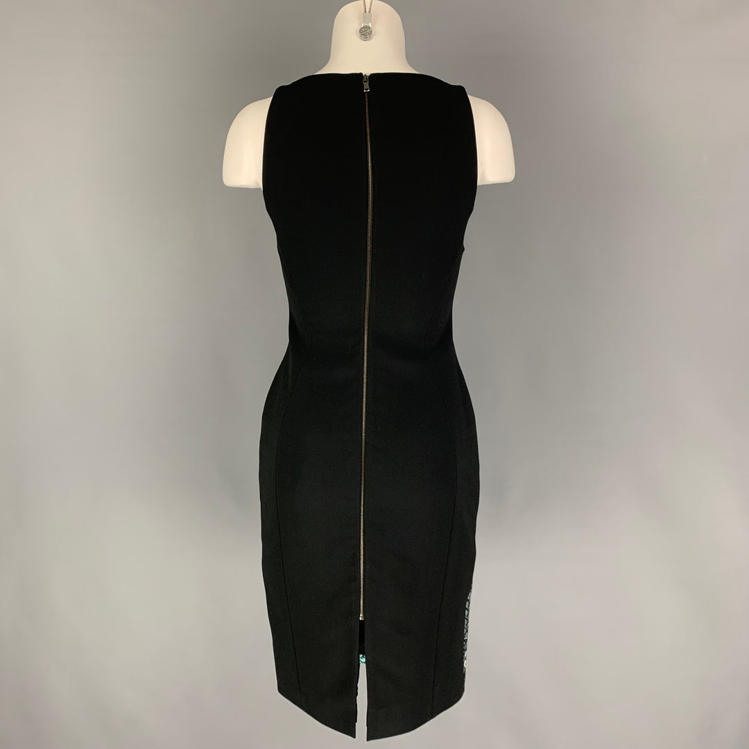ANTONIO BERARDI Size 2 Black Turquoise Cotton Blend Snake Skin Print Dress