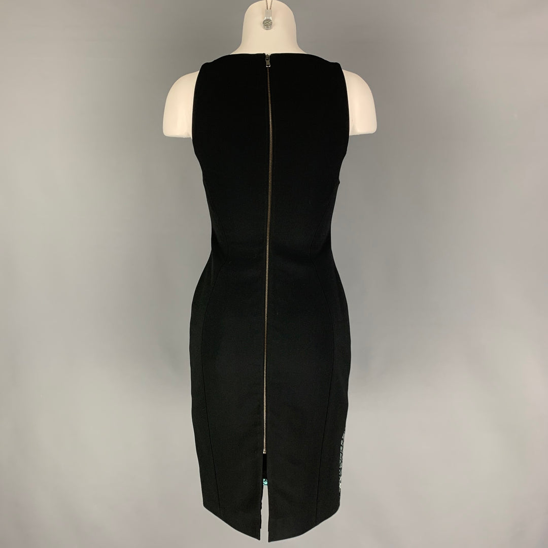 ANTONIO BERARDI Size 2 Black Turquoise Cotton Blend Snake Skin Print Dress Sui Generis Designer Consignment ANTONIO BERARDI Size 2 Black Turquoise Cotton Blend Snake Skin Print Dress Sui Generis Designer Consignment