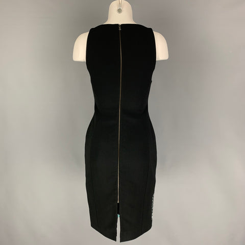 ANTONIO BERARDI Size 2 Black Turquoise Cotton Blend Snake Skin Print Dress