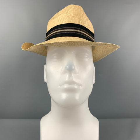 Chapeau Fedora Panama à bretelles tissées naturelles VINTAGE
