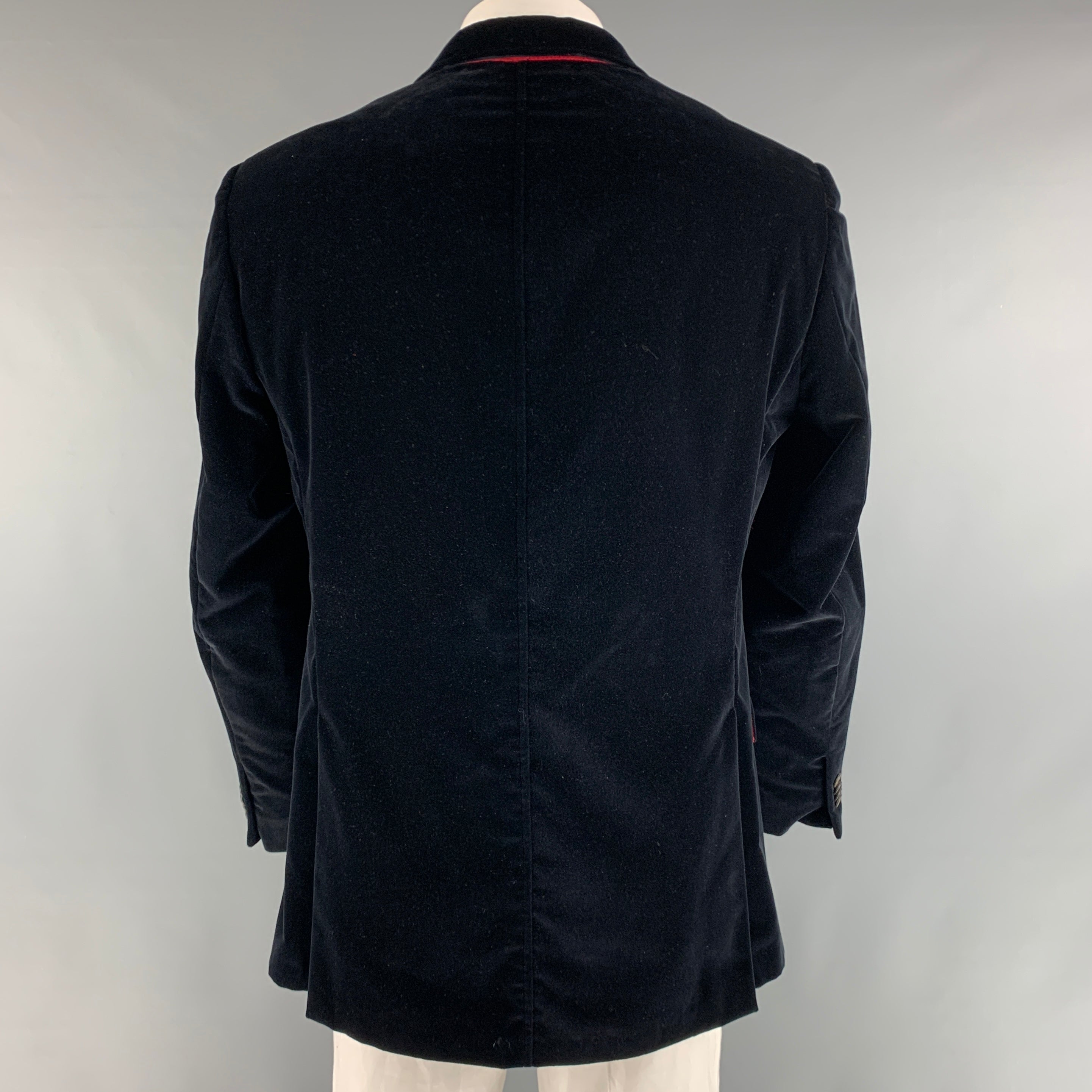 ETRO Chest Size 44 Navy Solid Cotton Velvet Notch Lapel Sport Coat