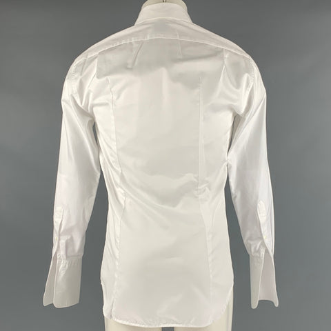 STENSTROMS Size S White Pleated Cotton Tuxedo Long Sleeve Shirt