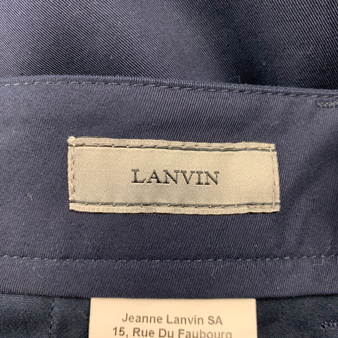 LANVIN Size 32 Navy Cotton Drawstring Casual Pants