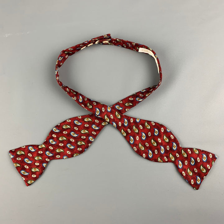 CARROT & GIBBS Red Paisley Silk Self Tie Bow Tie