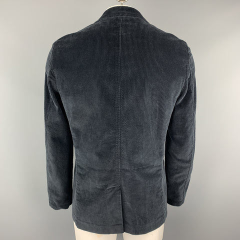 DANIELE ALESSANDRINI Size M Navy Corduroy Cotton / Elastane Sport Coat