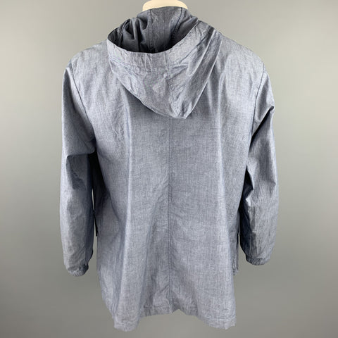 MARGARET HOWELL Size XL Indigo Cotton Buttoned Hooded Jacket