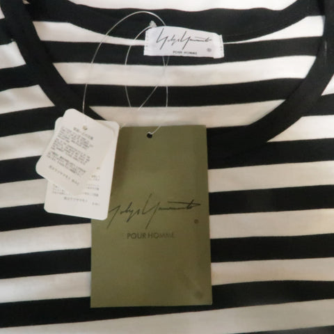 YOHJI YAMAMOTO Size L Black & White Stripe YOHJI HOMME Long Sleeve T Shirt