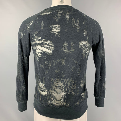IRO Nona Size S Dark Grey Distressed Cotton Blend Long Sleeve Pullover