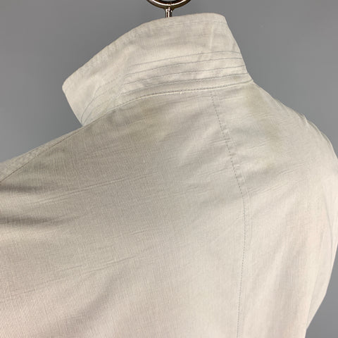 THEORY Jayden Size XL Light Grey Cotton High Collar Belted Cuffs Buttoned Jacket