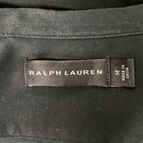 RALPH LAUREN Size M Black Solid Cotton Epaulettes Long Sleeve Shirt