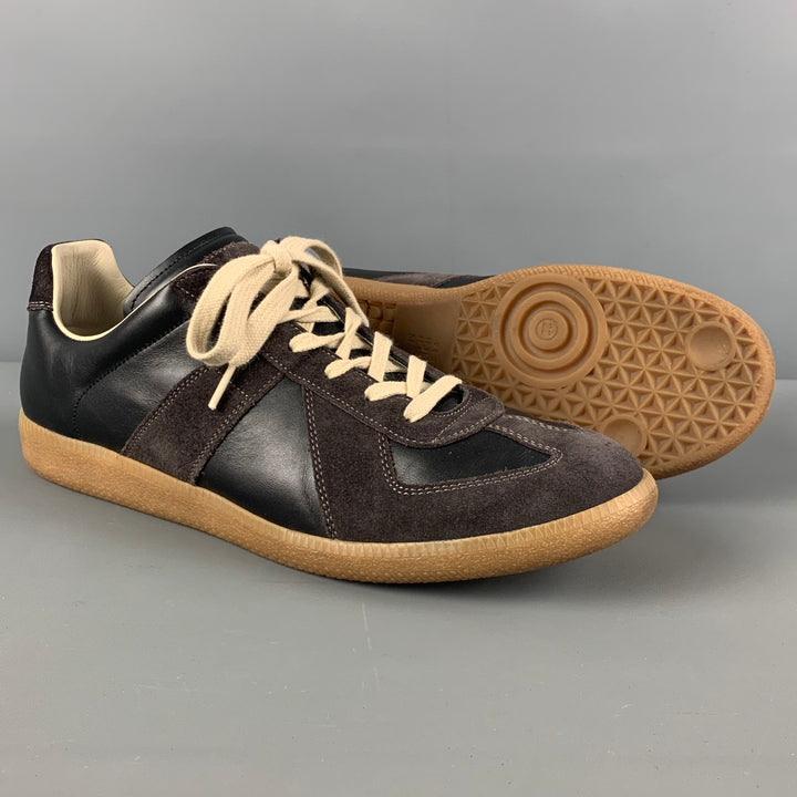 MAISON MARTIN MARGIELA Size 11 Black Brown Low Top Replica Sneakers