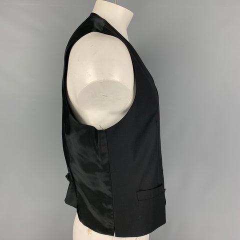 DOLCE & GABBANA Size XL Black Viscose Blend Buttoned Vest