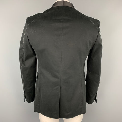 TOM REBL Size 42 Black Acetate / Cotton Shawl Collar Sport Coat