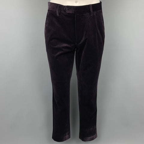FERAUD Size 38 Purple Polyester Peak Lapel Double Breasted Suit
