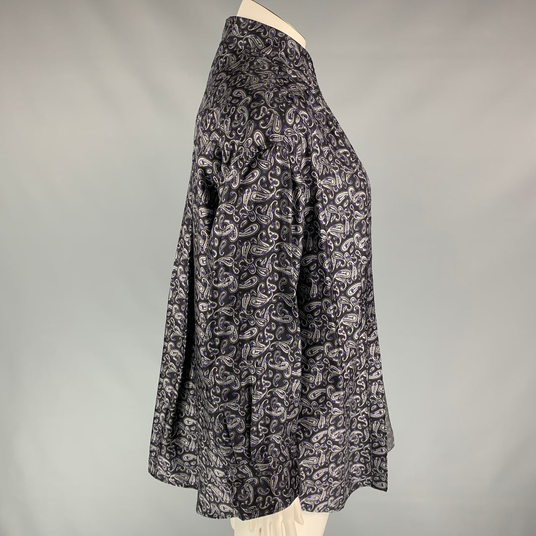 ALEXANDER WANG Size 10 Navy & Grey Paisley Silk Layered Shirt