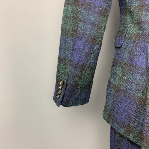 J CREW Size 38 Regular Blackwatch Plaid Harris Tweed Wool Notch Lapel Suit