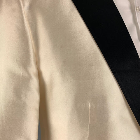 DOLCE & GABBANA Size 44 Regular Beige Black Silk Blend Sport Coat