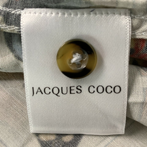 JACQUES COCO Size M Cream Multicolour Butterfly One pocket Short Sleeve Shirt