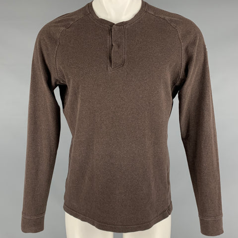 ARCTERYX Size M Brown Logo Cotton Henley Pullover