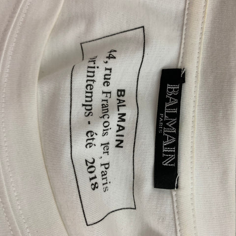 BALMAIN Taille L T-shirt en coton logo blanc