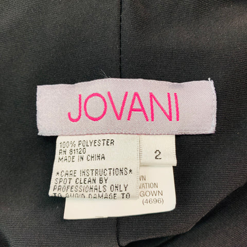 JOVANI Size 2 Black Gold Polyester Beaded Sleeveless Cocktail Dress