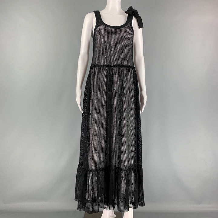 RED VALENTINO Talla M Vestido Forrado De Malla De Poliamida Elastano Negro
