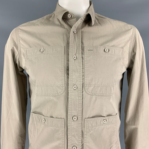 BURBERRY PRORSUM Size L Beige Cotton Button Down Long Sleeve Shirt