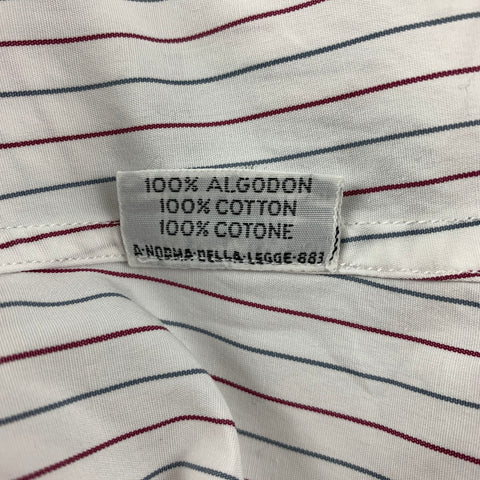 ERMENEGILDO ZEGNA Size M White Stripe Cotton Button Up Long Sleeve Shirt