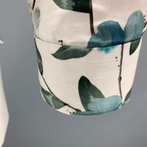 TED BAKER Size M White Blue Floral Cotton Long Sleeve Shirt