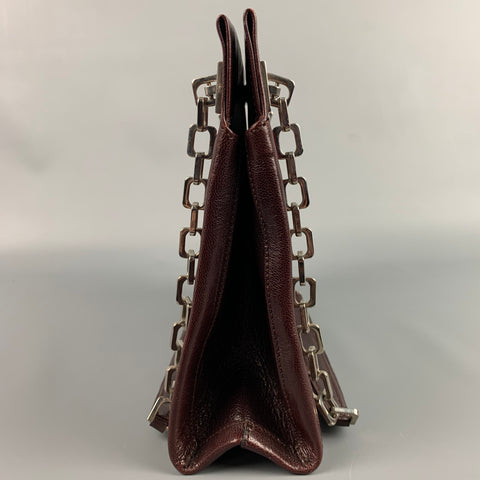 Vintage BALLY Burgundy & Silver Leather Shoulder Bag
