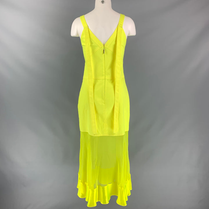 PRABAL GURUNG Size 2  Neon Yellow Polyester & Silk Fabrics Dress
