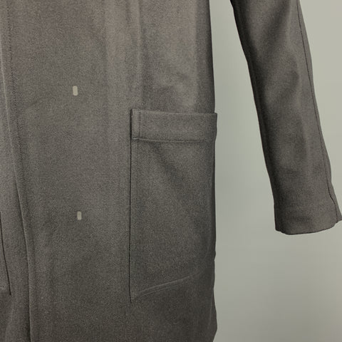 THEORY Size M Black Wool Blend Hooded Patch Pockets Hidden Buttons Coat