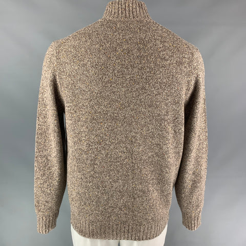 BRUNELLO CUCINELLI Size 42 Oatmeal Tan Heather Cashmere Half Zip Pullover