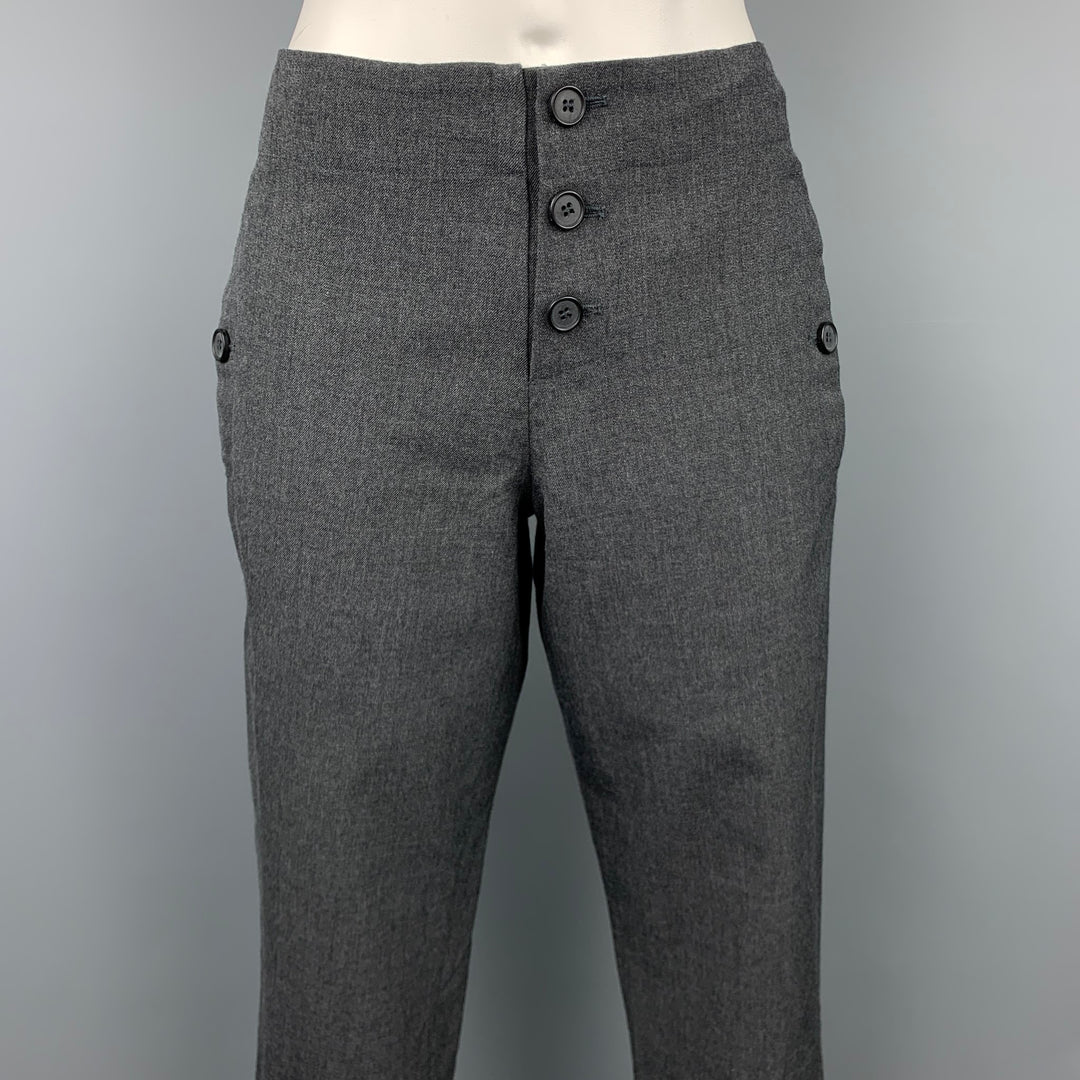 MARNI Size 2 Grey Virgin Wool Cropped Casual Pants