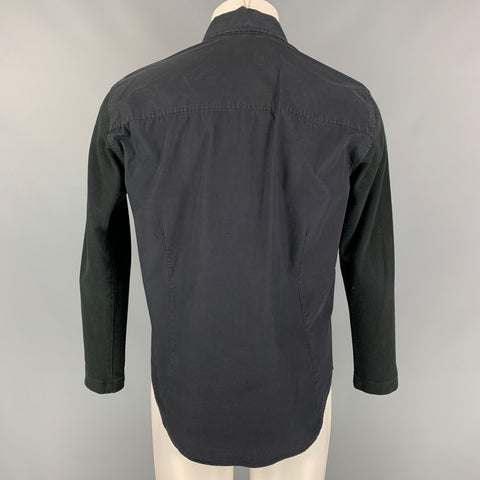 ALEXANDER MCQUEEN Size M Black Mixed Fabrics Cotton Long Sleeve Shirt