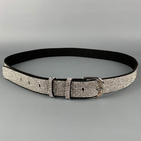 NO BRAND Size 38 Black Silver Faux Suede Rhinestones Belt
