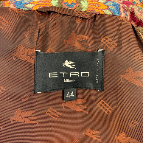 ETRO Taille 8 Blazer veste à revers tissé multicolore