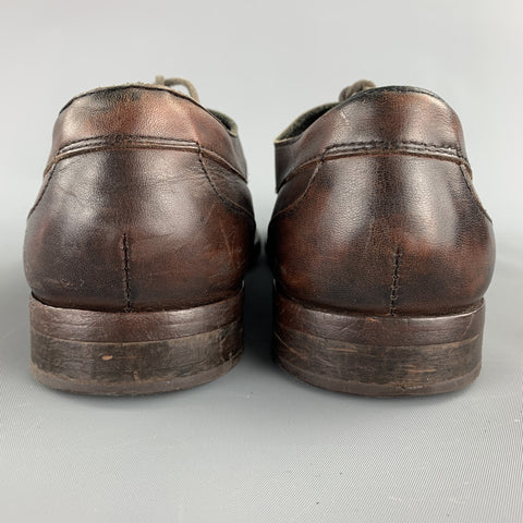 HUDSON Size 12 Brown Antique Leather Lace Up Shoes