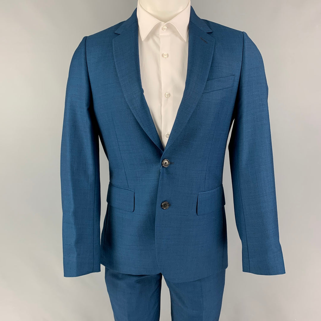 PAUL SMITH Size 36 Regular Blue Wool Notch Lapel Suit