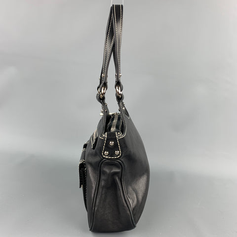 MARC JACOBS Black Contrast Stitch Leather Top Handles Handbag