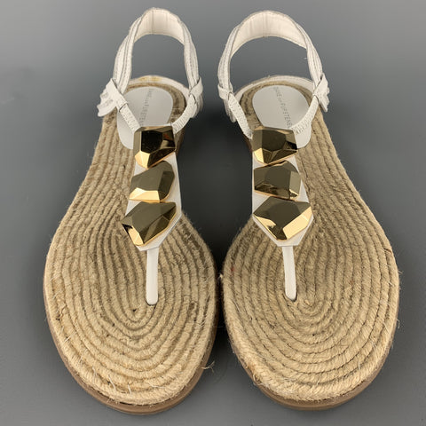 DIANE VON FURSTENBERG Talla 9.5 Sandalias de alpargata de cuero blanco