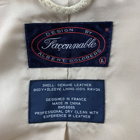 FACONNABLE Size L Khaki Suede Notch Lapel Coat