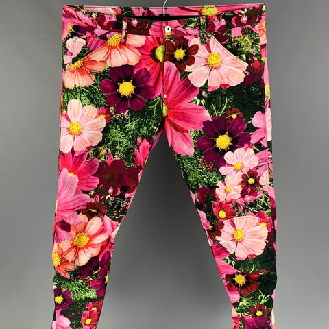 G-STAR Size 38 Multi-Color Floral Cotton Button Fly 3D Tapered Casual Pants