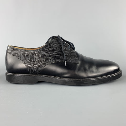 PAUL SMITH Size 11 Black Textured Leather Upper Lace Up Derbys